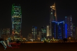 Buildings at night in Kuwait City