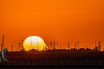 Sunset in Wafra oilfield, Kuwait